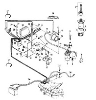 Компоненты электрического стартера 2-х тактного ПЛМ MERCURY Jet 25 Серийный номер от 0N088578 и выше