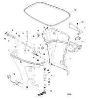 Низ капота 4-Х ТАКТНОГО ПЛМ MERCURY 100 Серийный номер от 1B227000 до 1B366822