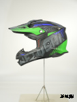 Шлем кроссовый HETOSHI OF836 EXOSS CROSS PRO MX289 цв.Черно-сине-зеленый Матовый р.XS