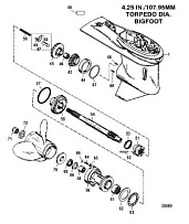 Корпус коробки передач, карданный вал - 2.31:1 передаточное число 2-Х ТАКТНОГО ПЛМ MERCURY 60 Серийный номер от 0G590000 до 0G760299